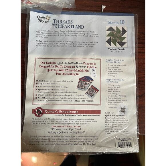 Jo-Ann Fabrics Threads of the Heartland Quilt Blocks Setting Kit Only Month 10 - Picture 3 of 4